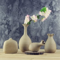 Primary color coarse pottery small flower ceramic vase pure handmade Japanese home furnishings ornaments pottery floral flowers