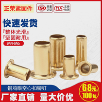 Brass Cork rivet hollow copper rivet single machine pipe through core copper hole rivet M3M4M5M6
