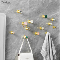 Space Aluminum Hook Punch Fixed Hang Clothes Hook Wall Shoe Cabinet Free Nail Metal Single Toilet Golden Cloak Hook