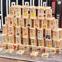 Domino Childrens Building Blocks Assembled Educational Toys 100 Double-sided Numbers Chinese Character Fruit Early Education Cognition