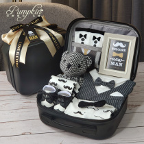 Baby high-end gift box little gentleman black gold dress suit pure cotton full moon 100 days male baby birthday gift