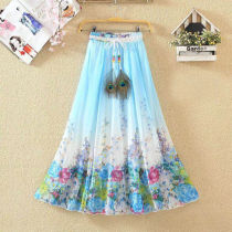 Chiffon floral skirt children 2021 summer new long print dress A- line dress