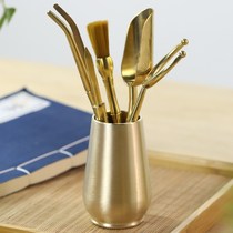 Pure copper tea ceremony six gentlemen set tea clip washing Cup clip kung fu tea clip tea tweezers tea cup clip tea set zero match