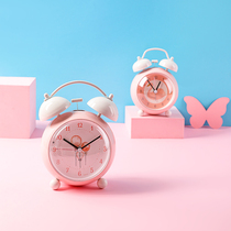 New pink alarm clock students with bedside clock cute girl Heart High School hipster dormitory alarm bell Bell