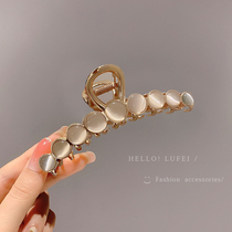 Advanced feel clip headgear female summer Cats Eye Stone hair grab clip back of the head large hairclip plate shark clip hair card