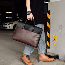 Business handbag Retro mens bag genuine leather Han version Single shoulder bag Inclined Cross-Bag Crosswalk Computer Bag briefcase Large capacity