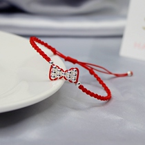 Niche design hand rope pull rope ankle chain female 2021 New Flushing rope woven sterling silver bow foot rope silver ornaments