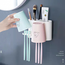 Toothbrush shelve-free mouthwash cup brushing cup brushing cup hanging wall-style toilet wall-mounted storage case tooth cylinder suit