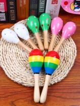 Kindergarten baby wooden sand hammer log infant early education percussion instrument toy sand ball Children Baby sand hammer