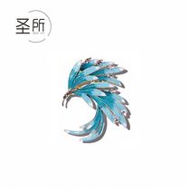 National Tide Chest Needle Retro Style of Pineal Chest Flowers High-end stop pin Anti-walking light silk scarlet gradient Changing Clothes Accessories Western-style Accessories