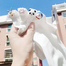 White socks womens summer tube with pattern cotton Korean version thin ins tide cute Japanese heel cartoon student boat