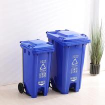 Clamshell with wheel outdoor pedalling garbage can thicken outdoor sorting trash can industry with lid large number sanitation barrel
