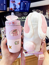 Japanese gp cute children thermos cup Female student with straw cup High face value portable out-of-home kettle