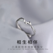 S925 Sterling Silver Line ring girls opening adjustable fashion personality niche design sense simple index finger light luxury