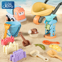 Childrens beach sand digging toy set baby playing with water and sand tools digging soil shovel hourglass sand pool cart