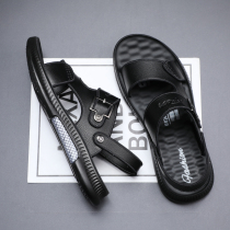 Mens sandals 2022 new summer driving dual-use beach shoes Soft bottom non-slip outside wearing casual leather sandals