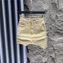 Denim short skirt womens summer 2021 new fashion temperament high waist a word thin irregular hip skirt