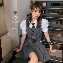 Spring Korean version 2021 net red College Style fashion three-piece temperament suit waistcoat shirt skirt suit women