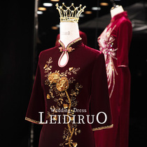 Lettie Ruo "Yu Rou" Xi's mother-in-law wedding banquet velvet cheongsam mother wedding dress noble large size mother-in-law dress