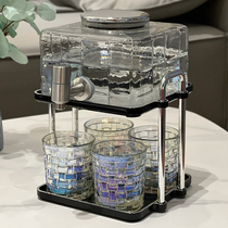 Refrigerator Cold Kettle Glass Kettle Cold Kettle High Temperature Resistant Home Drink Fruit Tea Barrel With Tap Ice Water Cooling Bubble Kettle