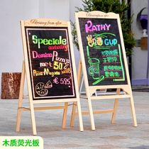 Wooden Led Fluorescent Plate Billboard Shining Small Blackboard Shop With Flash Character Charging Stall Commercial Doorway Show