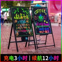 Luminous small blackboard led fluorescent plate flash character charging night market stall shop with commercial doorway publicity