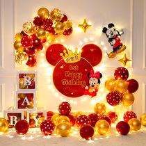 Mickey Mouse Baby Birthday Arrangement Festive Minnie Boys and Girls Decoration Scene Custom Poster Background Package