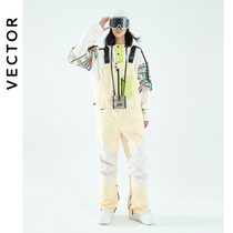 VECTOR winter 2021 new detachable ski back with pants woman veneer waterproof and warm and thick one-piece snowy pants