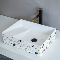 Ceramic table basin wash basin home Square with washboard art basin balcony toilet washbasin Nordic