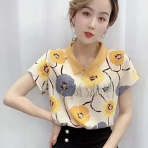 Short sleeve chiffon shirt female 2021 summer New loose meat doll collar coat foreign atmosphere Joker age age age reduction small shirt tide