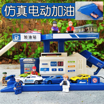 Simulation Children Electric Petrol Station Alloy Car Model Boy Over Home Parking Lot Sittoy Suit