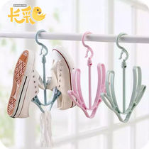 Sunsher rack creative windproof double hook balcony multi-purpose shoe hanger adhesive hook shoe rack drying rack storage