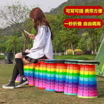 Rainbow folding stool outdoor travel portable telescopic stool adjustable height chair adjustable small stool for fishing