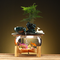 Mini Creative Glass small fish tank ornaments circulating running water wealth office living room home desktop decoration modern