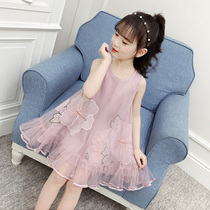 Girls dress Summer 2022 new Yangqi Fashionable Girl Sleeveless Mesh Clothing Children Harness Princess Dress