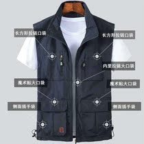 2021 new vest mens horse clip multi pocket casual quick dry size thin waistcoat middle-aged dad