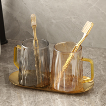 Light luxury glass mouthwash cup ins wind simple set couples a pair of brushing cups home wash cups creative cups