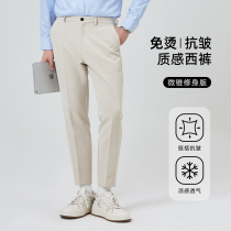 Maritime Highway Digital Nine Brands Men 2023 Texture Business Leisure Trousers easy to handle basic lily anti - wrinkle
