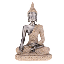Decorative Seated The Hue Monk Buddha Figurine Sandstone Fin