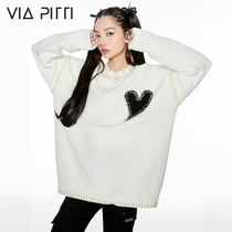 viapitti love sweater womens autumn and winter knitwear loose early autumn soft milk lazy top design