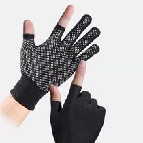 2 5 double summer thin semifinger gloves sunscreen male and female cycling bike leak second finger anti - slip outdoor sports breathable