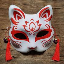 Painted Japanese style and wind Fox half face antique cat face mask masquerade party cos anime mask cat face mask