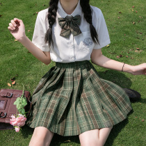 Mori Zhongliu JK uniform skirt genuine full set of original Japanese students jk grid skirt short skirt summer short sleeve childrens suit