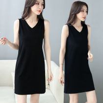 Straight loose black suspender skirt vest dress women Summer sleeveless dress 2021 new medium and long black dress