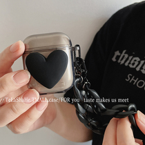 Simple temperament through black love for airpods Protective case airpodspro Apple earphone case airpods2 protective cover second generation wireless Bluetooth earphone box airpo