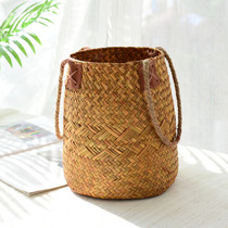 Pastoral rattan flower basket hand-woven straw flower pot Nordic living room decoration bamboo woven straw flower arrangement