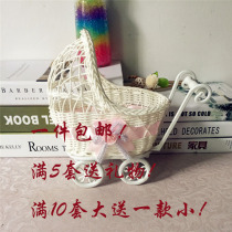 Creative plastic Rattan woven stroller simulation flower basket decoration Flower home decoration storage photo props