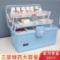 Household medicine box Multi-layer large capacity portable medical emergency standing medicine small medicine box Family medicine storage box