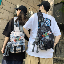 Tide Cards Skew Satchel Men Fashion Trends Large Capacity Chest Bag Casual Students 2022 New Day Ensemble Single Shoulder Small Backpack