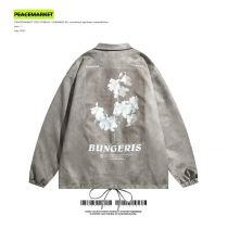 PEACEMARKET American hiphop mens and womens high street vintage floral suede jacket national trend loose coat